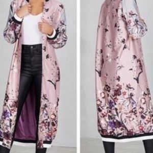 Floral print longline bomber jacket sz XL